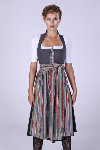 Dirndl mit Stehkragen und Jacquard-Schürze - Gottseidank