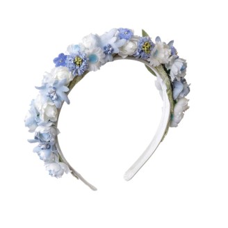 Haarreif mit Blumen in Hellblau und Weiß im LIMBERRY online Shop